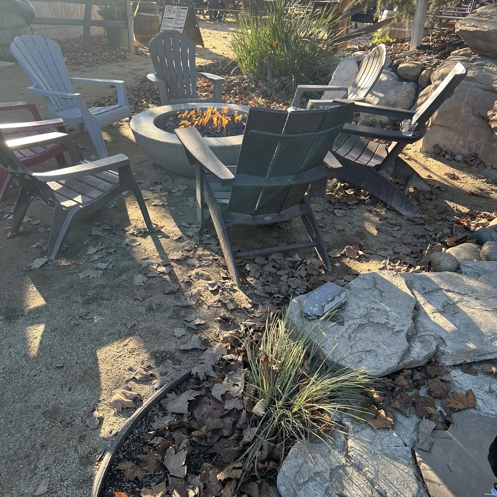 BarrelHouse Brewing Co - Fire pit area next to waterfall - Breweries Near Me - Paso Robles, California