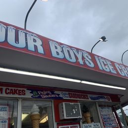 the front of a four boys ice cream shop the front of a four boys ice cream shop