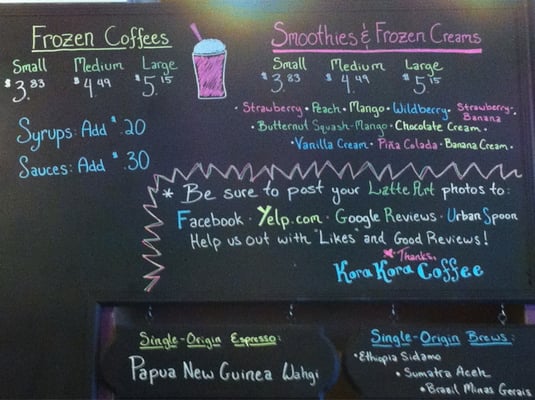 Menu photo 2 Kora Kora Coffee New Braunfels, TX Menu photo 2 Kora Kora Coffee New Braunfels, TX