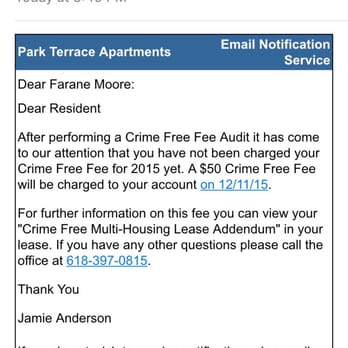 Park Terrace Apartments - StoneCreek - Expect random charges on your account just like this!! Horrible management! Horrible place to live! - Apartments Near Me - Fairview Heights, Illinois Park Terrace Apartments - StoneCreek - Expect random charges on your account just like this!! Horrible management! Horrible place to live! - Apartments Near Me - Fairview Heights, Illinois