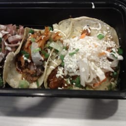 Pork, short rib, fried chicken tacos.