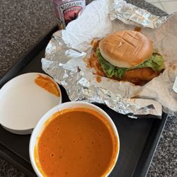 Mammoth Terrace Grill - Hot honey chicken sandwich & tomato soup
