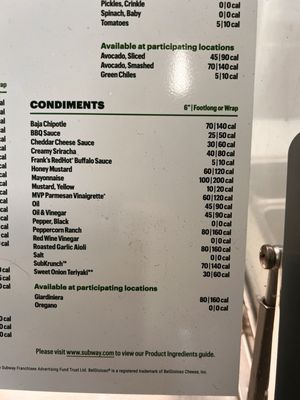 Menu photo 2 Subway Hemet, CA