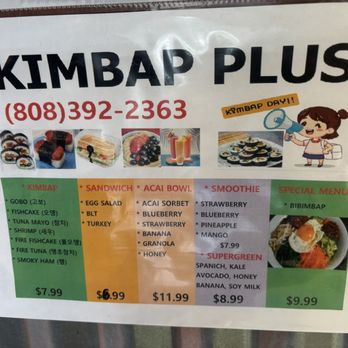 Kimbap Plus - Menu - Korean Near Me - Honolulu, Hawaii