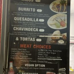 Menu for Joes.