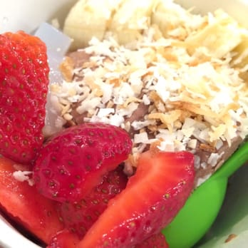 Iceskimo - Coconut Paradise - chocolate snow (subbed in) toasted coconut, condensed milk, coco jelly, strawberries, bananas - Ice Cream & Frozen Yogurt Near Me - San Diego, California Iceskimo - Coconut Paradise - chocolate snow (subbed in) toasted coconut, condensed milk, coco jelly, strawberries, bananas - Ice Cream & Frozen Yogurt Near Me - San Diego, California