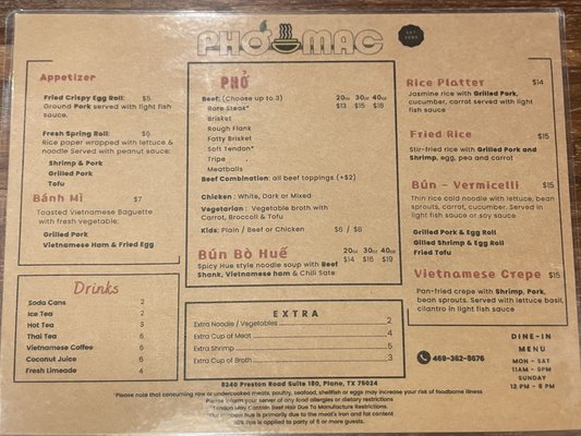 Menu photo 5 Pho Mac Plano, TX