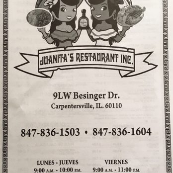 Juanita's Restaurant - Phone Number & Hours - Mexican Near Me - Carpentersville, Illinois Juanita's Restaurant - Phone Number & Hours - Mexican Near Me - Carpentersville, Illinois