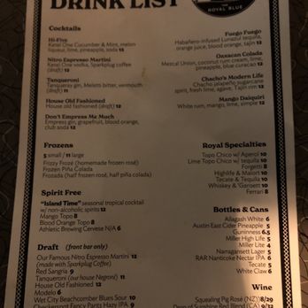 The Royal Blue - Drink menu - Cheesesteaks Near Me - Baltimore, Maryland