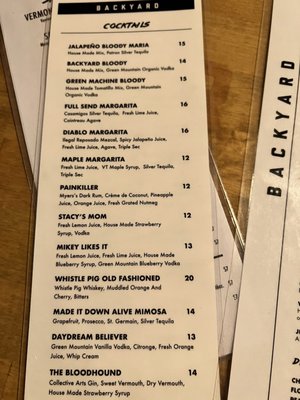 Menu photo 6 Backyard Stowe, VT