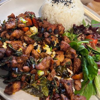 Hide Out Cafe - Basil Sauteed Chicken w/Rice - Coffee & Tea Near Me - Rowland Heights, California Hide Out Cafe - Basil Sauteed Chicken w/Rice - Coffee & Tea Near Me - Rowland Heights, California