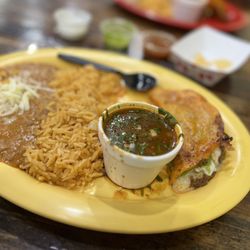 Blue Agave Taqueria & Bar - Quesabirria taco, rice n beans