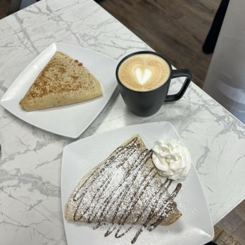 Brioche de Paris - Rose vanilla latte, "La Rochelle" crepe, and "Nice" crepe - French Near Me - Walnut Creek, California Brioche de Paris - Rose vanilla latte, "La Rochelle" crepe, and "Nice" crepe - French Near Me - Walnut Creek, California