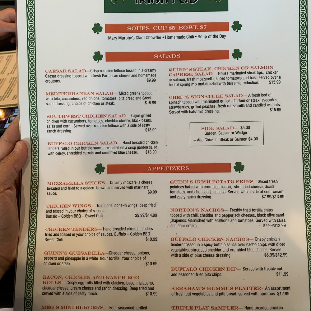 Quinns Irish Pub - the menu - Irish Pub Near Me - Worcester, Massachusetts Quinns Irish Pub - the menu - Irish Pub Near Me - Worcester, Massachusetts