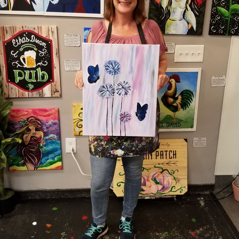 Painting butterflies and dandelions. Painting butterflies and dandelions.