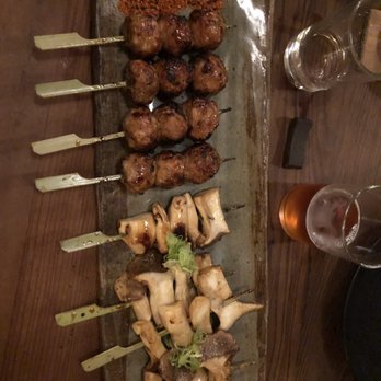 Rintaro - Tsukune and trumpet mushroom ($8-$9) for two skewers) - Izakaya Near Me - San Francisco, California