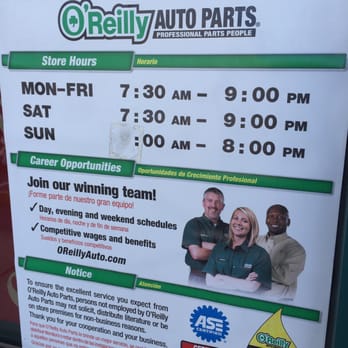 O'Reilly Auto Parts - Hours of business - Auto Parts & Supplies Near Me - Ruskin, Florida O'Reilly Auto Parts - Hours of business - Auto Parts & Supplies Near Me - Ruskin, Florida