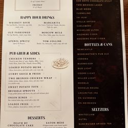 Two Bridges Pub & Eatery - Menu