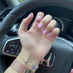 Baby pink dip nails