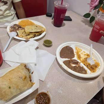 El Gallo Giro - Pastor burrito. Pastor quesadilla. Rice and beans. Watermelon and dragon fruit juice. - Caterers Near Me - Anaheim, California