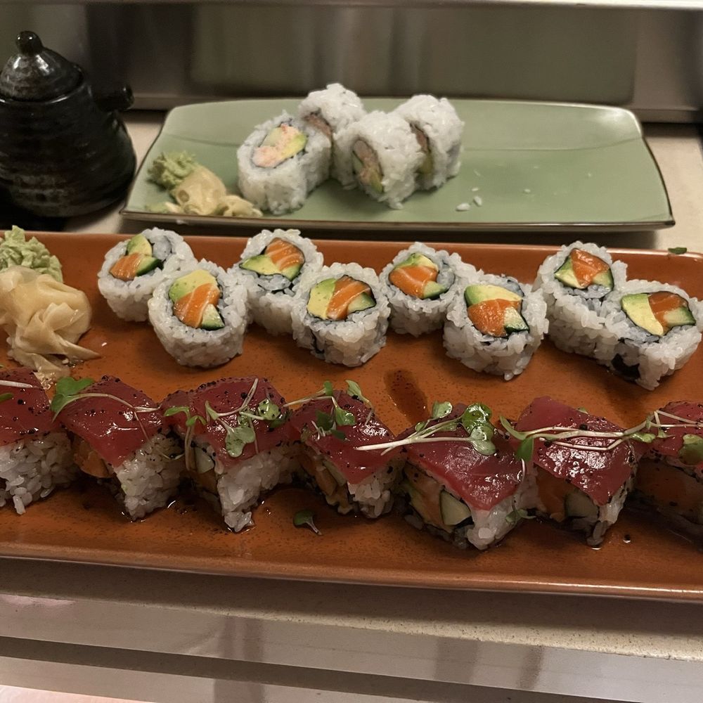 Red Salt at Ko'a Kea - Sushi Bar rolls (Black & White at the bottom) - Seafood Near Me - Koloa, Hawaii Red Salt at Ko'a Kea - Sushi Bar rolls (Black & White at the bottom) - Seafood Near Me - Koloa, Hawaii