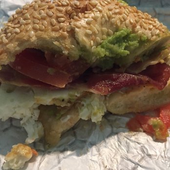 Einstein Bros. Bagels - Bacon, Avocado, egg white and cheese Sesame bagel. - Bagels Near Me - Mansfield, Texas