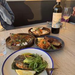 Porthmeor Bar Cafe - Delicious entrees. We were definitely going for all the fish choices.  Hake, mackerel & megrim