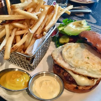 The Brixton - Beef burger with fried egg and avocado - New American Near Me - San Francisco, California The Brixton - Beef burger with fried egg and avocado - New American Near Me - San Francisco, California