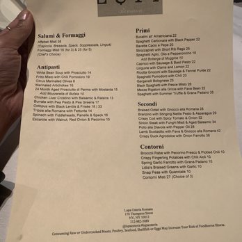 Lupa - Menu - Italian Near Me - New York, New York