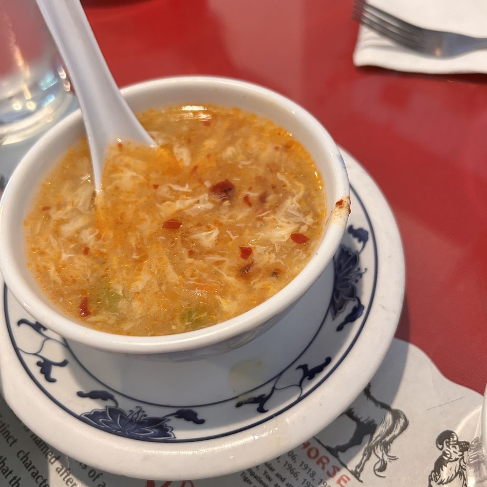Happy Garden Restaurant - Corn Egg Flower Soup you get with lunch special - Chinese Near Me - Chico, California