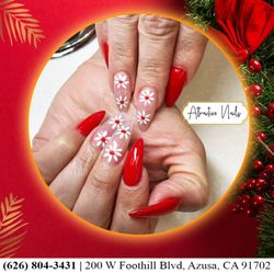 Attractive Nails - Christmas meets elegance with floral holiday nail art! Bring the beauty of winter blooms to your fingertips.