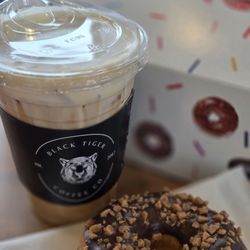 Black Tiger Coffee - Bland, hard donut and meh coffee :/