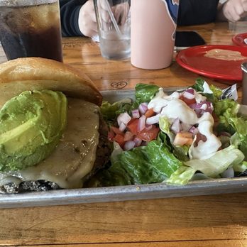 AJ Bombers - black bean burger w/side salad - Burgers Near Me - Milwaukee, Wisconsin