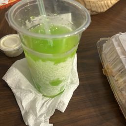Green apple and pineapple daiquiri.... Absolutely yummy! Green apple and pineapple daiquiri.... Absolutely yummy!