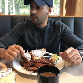 Takoda's - He's ready to munch the monte Christo sandwich and sweet potato fries - Breakfast & Brunch Near Me - Blue River, Oregon