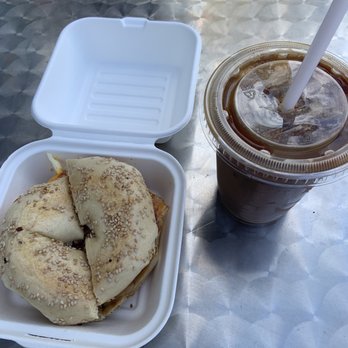 Valerio Coffee Roasters - Sesame bacon egg and cheese and an iced caramel latte - Coffee & Tea Near Me - Philadelphia, Pennsylvania Valerio Coffee Roasters - Sesame bacon egg and cheese and an iced caramel latte - Coffee & Tea Near Me - Philadelphia, Pennsylvania
