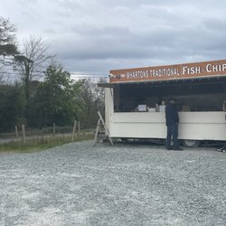 Wartons Traditional Fish & Chips - Talking to locals!  His profession? Chiropractor of horses! So cool