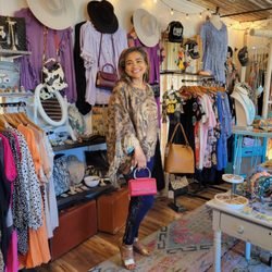 Riverside Art District - Deborah at Twisted Gypsy getting her accessories on!