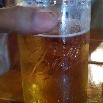 Backyard BBQ - Quart size mason jar of cold beer - Oh yeah! - Barbeque Near Me - Belton, Texas