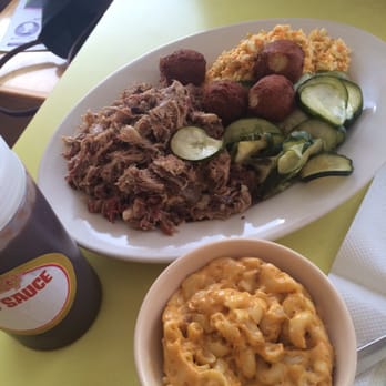 The Pig - $13 for large plate of BBQ pickles slaw and mac n cheese - Barbeque Near Me - Chapel Hill, North Carolina