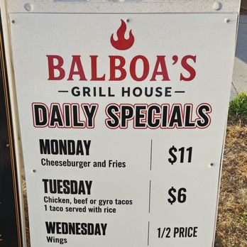 Balboa's Grill House - Sidewalk sign - Mediterranean Near Me - San Diego, California Balboa's Grill House - Sidewalk sign - Mediterranean Near Me - San Diego, California