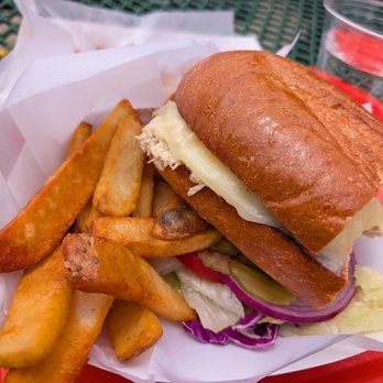 Barbara's Fishtrap - Tuna melt with fries - Seafood Near Me - Half Moon Bay, California