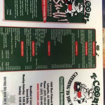 T-Coon's - Snapshot f the menu - Breakfast & Brunch Near Me - Lafayette, Louisiana T-Coon's - Snapshot f the menu - Breakfast & Brunch Near Me - Lafayette, Louisiana
