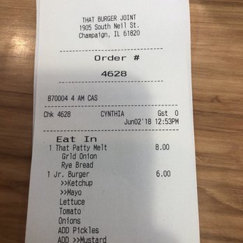 That Burger Joint - Total for our order. Price is little high but hopefully the taste is great :) - Burgers Near Me - Bloomington, Illinois