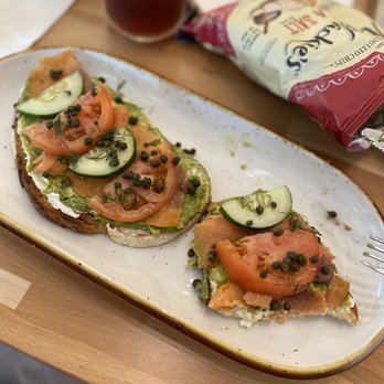 Three Birds Cafe - Salmon Avocado Toast (I ate some before taking the picture ) - Cafes Near Me - Winter Garden, Florida