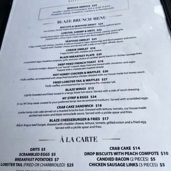 Blaze Steak & Seafood - Brunch menu - Seafood Near Me - Atlanta, Georgia