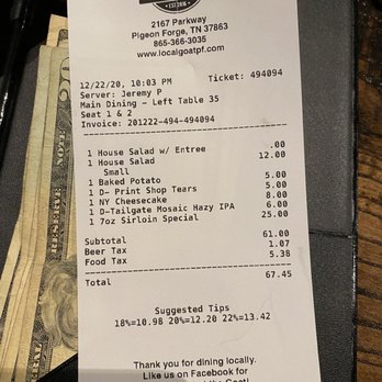 Local Goat - VERY fairly priced - New American Near Me - Pigeon Forge, Tennessee
