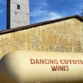 Dancing Coyote Wines Tasting Room - The dance diagram is on the far right of this tank - Wine Tasting Room Near Me - Acampo, California Dancing Coyote Wines Tasting Room - The dance diagram is on the far right of this tank - Wine Tasting Room Near Me - Acampo, California