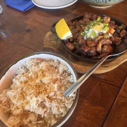 Garlic rice and sisig