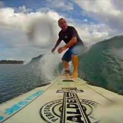 Corolla Surf Shop - Gary, the owner, doing some "product testing."